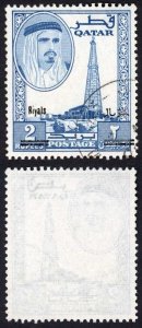 Qatar SG149 1966 2r on 2r blue Fine used Cat 110 pounds