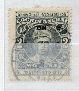 India Cochin 1913 Early Issue used Shade of 2a. Optd NW-15982