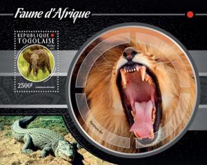 TOGO 2015 SHEET AFRICAN FAUNA WILDLIFE WILD CATS FELINES ELEPHANTS tg15201b