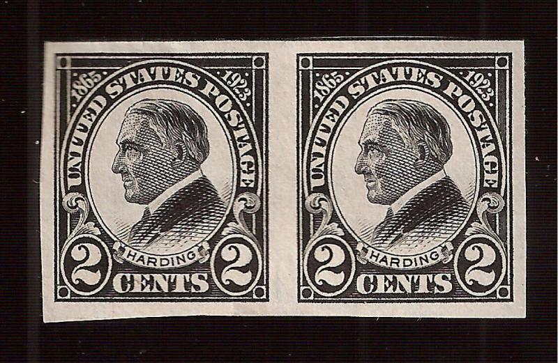  US  1923 Sc# 611 - 2 cents Harding  Mint H Impererfate Pair - Centered