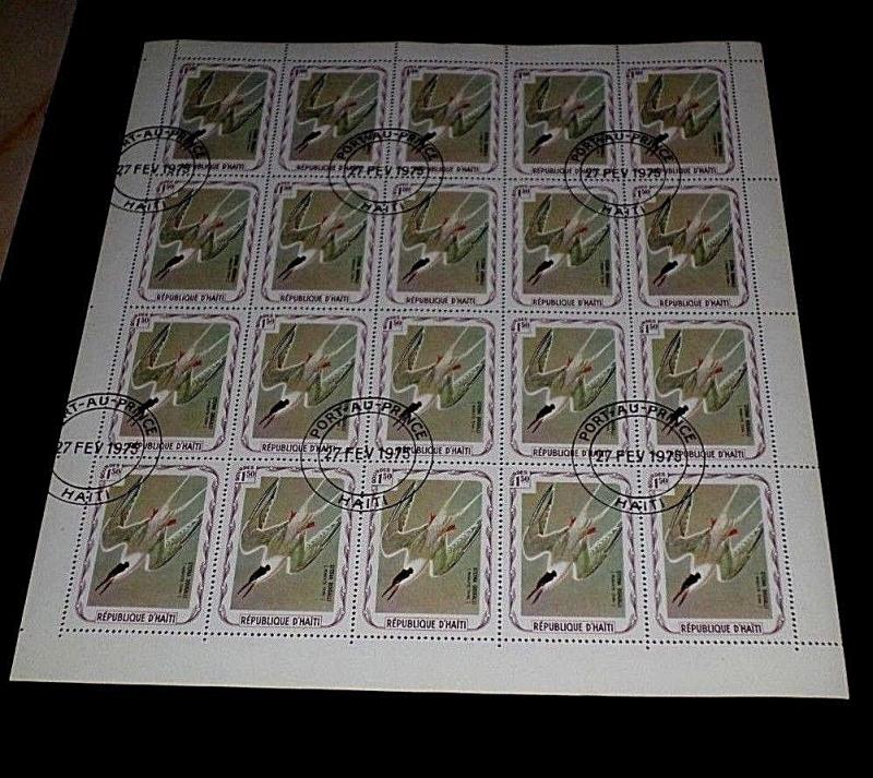 HAITI, 1975, 1.50 GOURDES, AUDUBON BIRDS, TERN, SHEET/20, CTO, NICE! LQQK