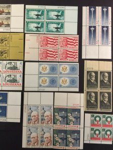 US,1191-1207,1962 COMPLETE YEAR,PLATE BLOCKS MINT NH,OG