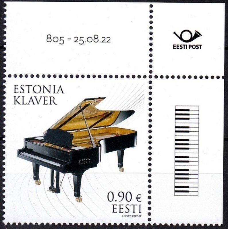 ESTONIA 2022-17 Musical Instruments: Piano. Data CORNER, MNH