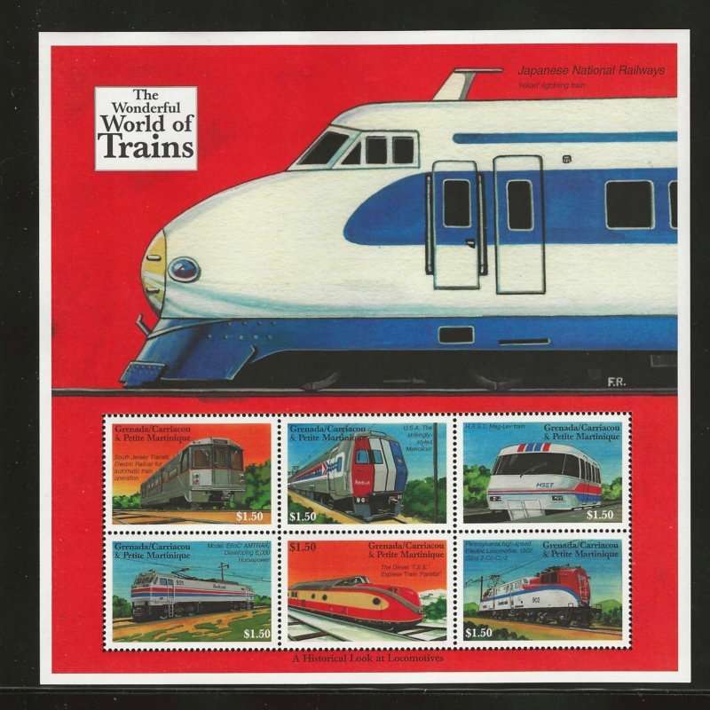 GRENADA CARRIACOU & PETITE MARTINIQUE 2000 TRAINS Souvenir Sheet (12042)