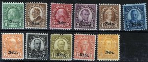 US Sc 669-679 Nebr. Overprint Hinged/HR Original Gum Complete Set