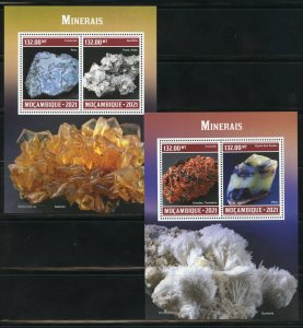 MOZAMBIQUE 2021 MINERALS  SET OF TWO SOUVENIR SHEETS MINT NEVER HINGED 