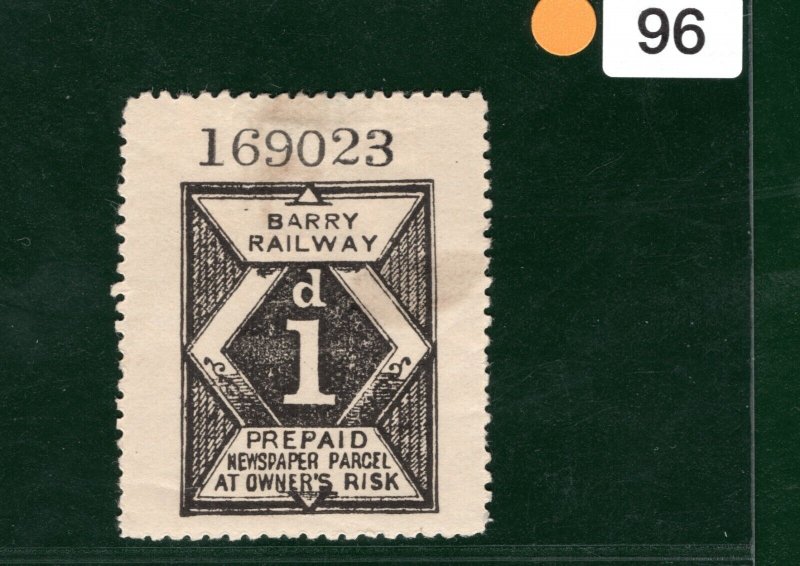 GB Wales BARRY RAILWAY Newspaper Parcel Stamp 1d Mint MM{samwells-covers}YOW96