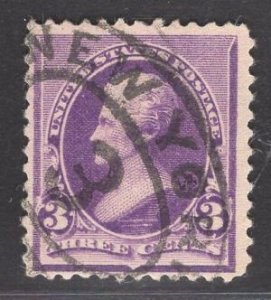 US Stamp #221 3c Purple Jackson USED SCV $9.00