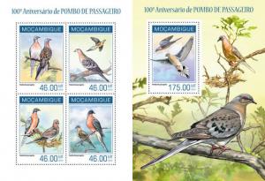 Passenger Pigeons Tauben Birds Vögel Animals Fauna Mozambique MNH stamp set