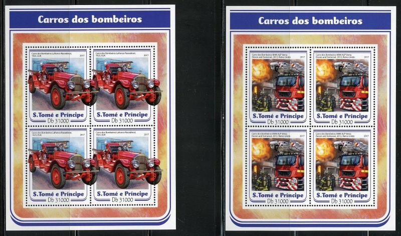 SAO TOME 2017  FIRE TRUCKS   SET OF 4 SHEETS (4)  NH