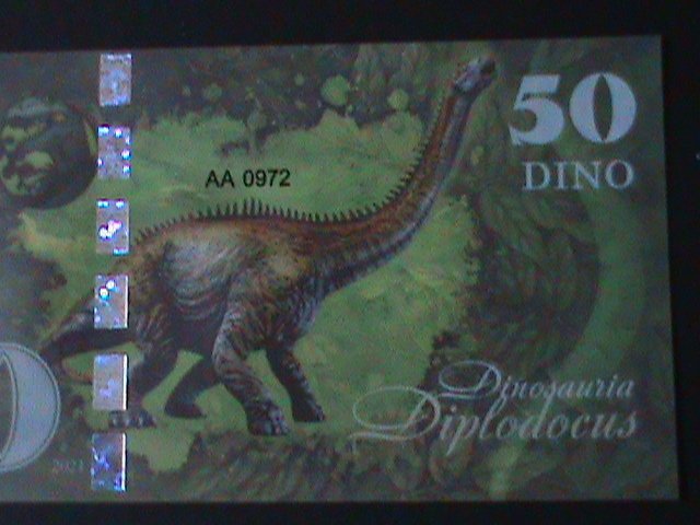 ​SPAIN-2021 DINOSAU-$50 DINO-POLIMER NOTE UNC-COLLECTIBLE-VF PICTORIAL BEAUTIFUL