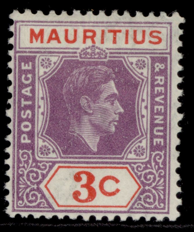 MAURITIUS GVI SG253, 3c reddish purple & scarlet, M MINT. 