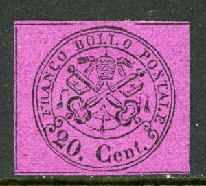 Italy 1867 Roman States 20¢ Black Imperf Unglazed Reprint Mint M739 ⭐⭐