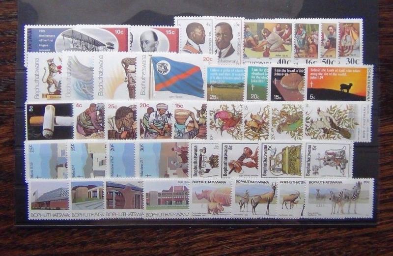 Bophuthatswana 1977 1983 sets Easter Beer Birds Telephone Nature Flight etc MNH