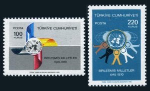 Turkey 1865-1866,MNH.Mi 2196-2197. UN,25th Ann.1970.