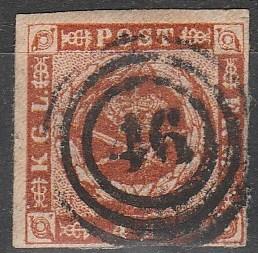 Denmark #4  F-VF Used  CV $15.00  (A14704)