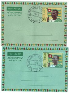 Togo 1960 25f & 40f airletters fu independence first day cds - fine