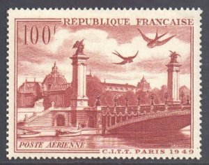 France 1949 Airmail, Alexander Ill Bridge and Polit Palais (1v Cpt) Fine MNH