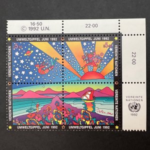 United Nations 1992 Earth Summit Blocks of 4 MNH, NY, Geneva, Vienna Peter Max 