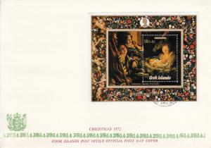 Cook Islands 1972 FDC Sc #B30 Nativity by Correggio Christmas Paintings