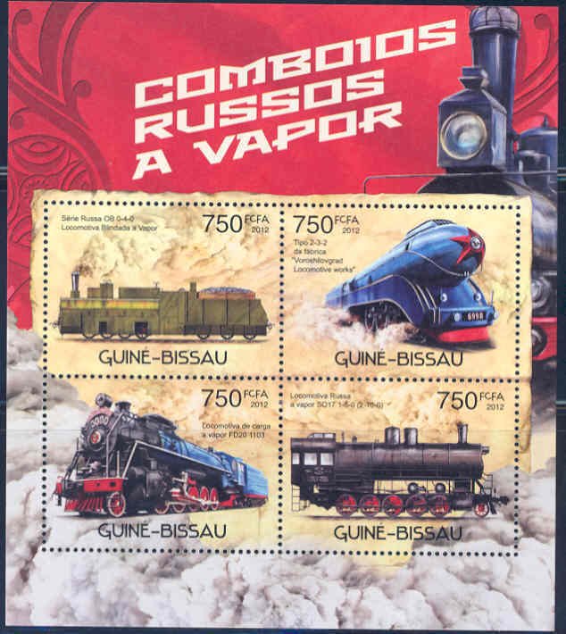 GUINEA BISSAU 2012 RUSSIAN STEAM TRAINS SHEET MINT NH