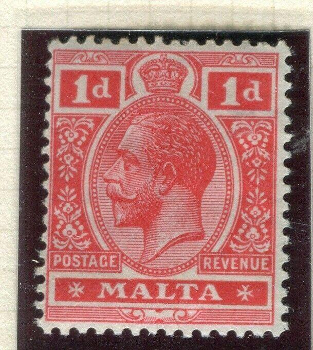 MALTA; 1914 early GV issue fine Mint hinged Shade of 1d. value