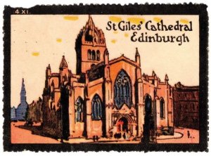 1915 Great Britain Poster Stamp Landmarks in Edinburgh St. Giles Cathedral