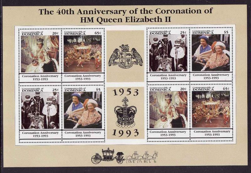 D2-British Royalty-Dominica-Sc#1578-unused NH sheet-QEII Cor