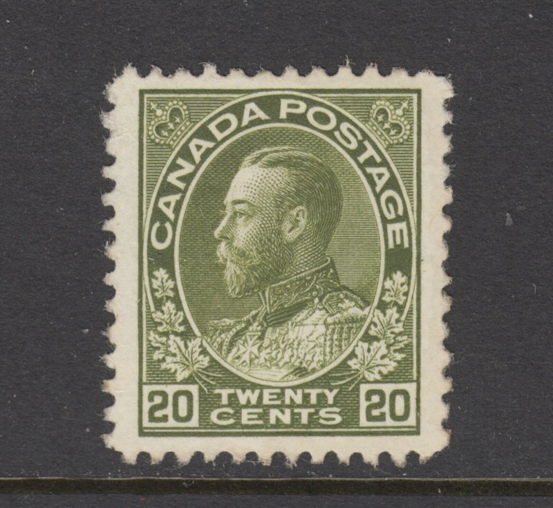 Canada Sc 119 MLH. 1912 20c olive green Admiral, fresh, bright, nearly VF.