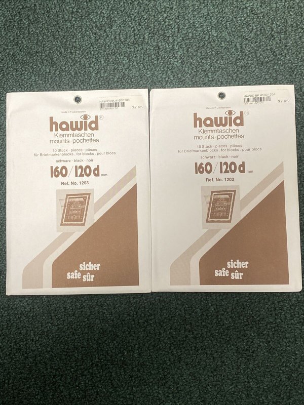 HAWID Stamp Mounts #1203 - Black - 160x120d mm - 10 Pieces Group Of 2