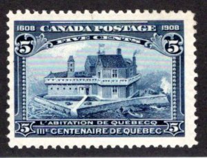 Scott 99, Champlain's Habitation, 5c, 1908, F, MNHOG, Canada