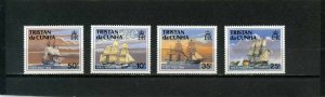 TRISTAN DA CUNHA 1990 ROYAL NAVY SAILING WARSHIPS SET OF 4 STAMPS MNH