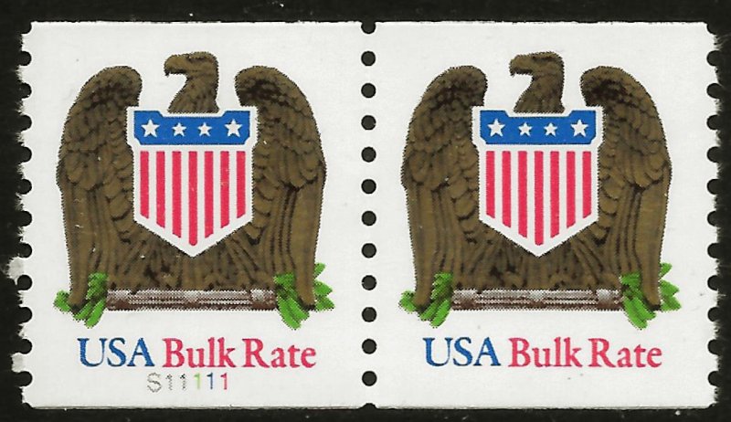 Sc 2604 10¢ Eagle & Shield Plate # Pair, Low Gloss Gum, MNH