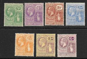 BRITISH VIRGIN ISLANDS 1922-28  KGV  PART SET 7    MLH  