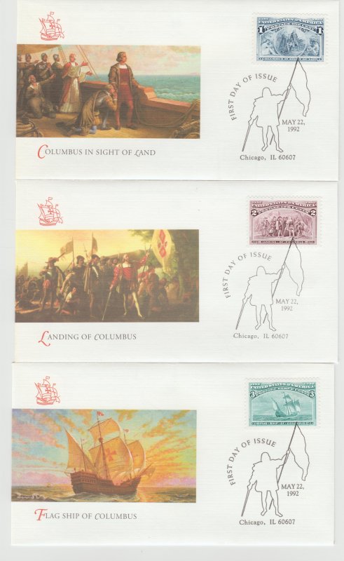 FDC Set 16 First Day Covers # 2624 a-d - 2629 a Voyages of Columbus Fleetwood