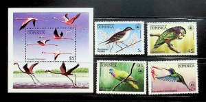 DOMINICA Sc 827-31 NH ISSUE OF 1984 - BIRDS - (AO23)