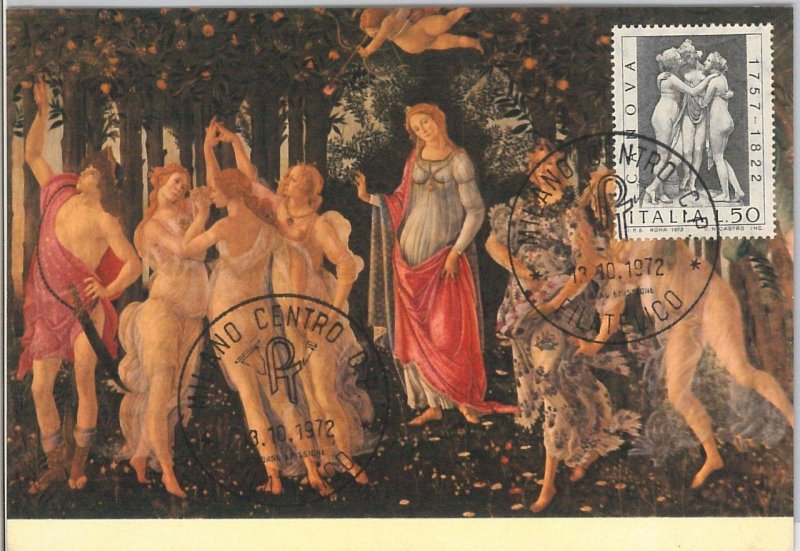 51477 - ITALY - POSTAL HISTORY - FDC MAXIMUM CARD - 1972 ART: Canova bottles-