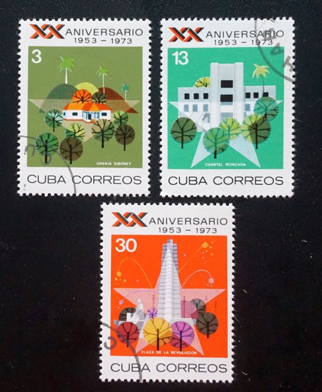 Cuba  Sc# 1812-1814 REVOLUTION ANNIVERSARY Cpl set of 3 1973  used cto