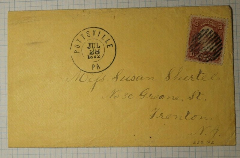 US Sc# 65 Used On Cover 1862 Pottsville PA 