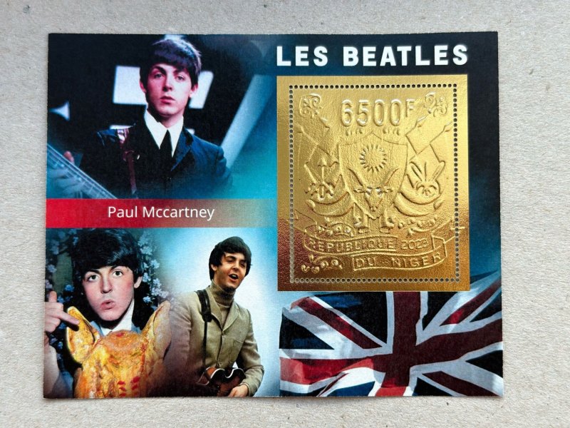 Music Beatles 2023 year 5 blocks Foil. Gold.  perforated  NEW