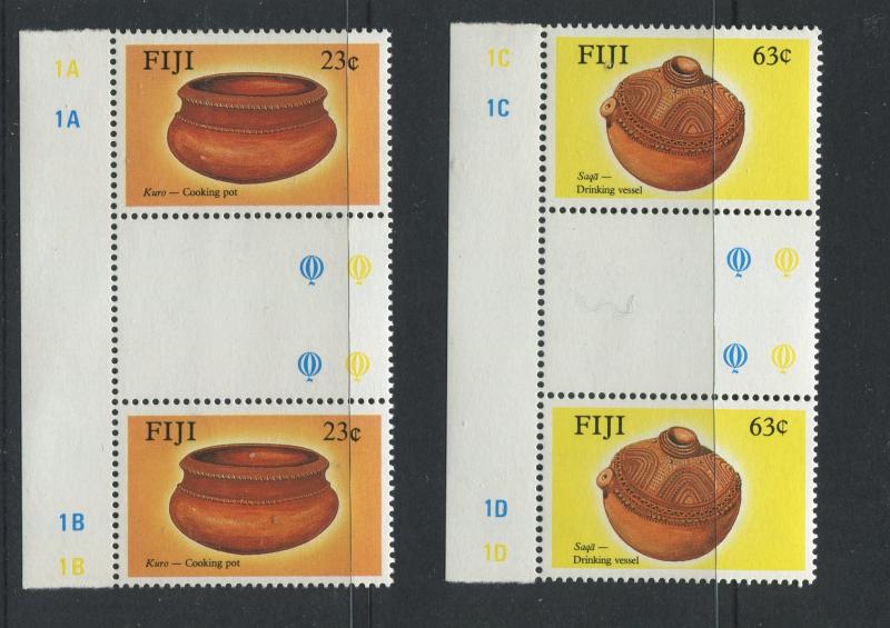 Fiji - Scott 586, 588 - General Issue -1988 - MNH - Gutter Pairs X 2
