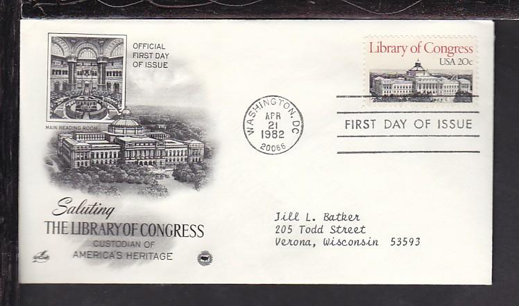 US Library of Congress 1982 PCS Typed FDC BIN