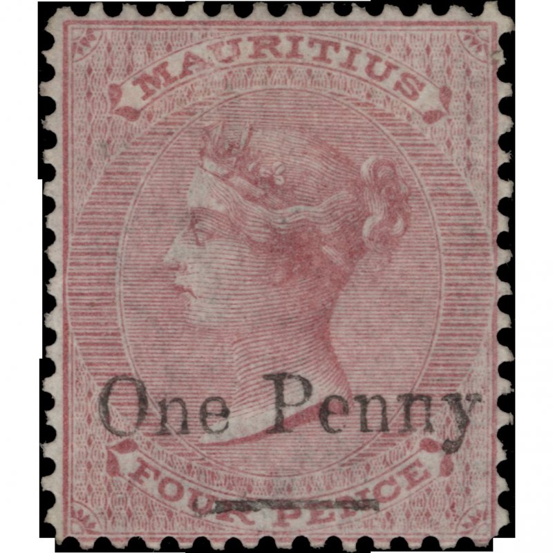 Mauritius 1877 (Unused) 1d/4d Rose-Carmine