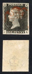 Penny Black (JB) Plate 1b Fine Four margins