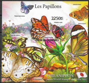 Comoro Islands MNH S/S 2992 Colorful Butterflies 2011