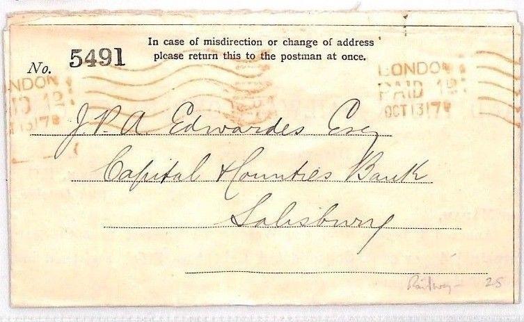 GB RED PAID MACHINE CANCEL 1917 Cover *Grand Trunk Railway Canada* Advert BN200