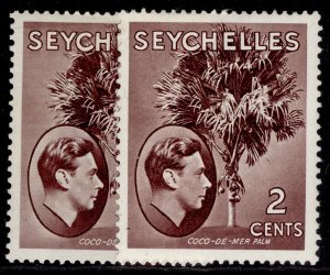 SEYCHELLES GVI SG135 + 135a, 2c PAPER VARIETIES, M MINT.