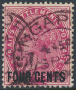 Straits Settlements  SC# 92  Used surcharge    see details & scans