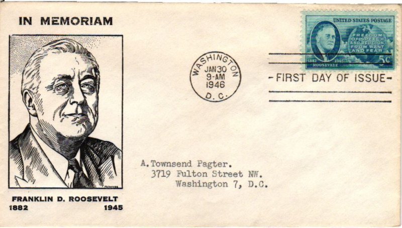 #933 FDR Franklin D. Roosevelt – McIntyre Cachet DH