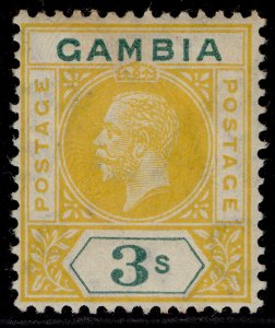 GAMBIA GV SG101, 3s yellow & green, M MINT. Cat £25.